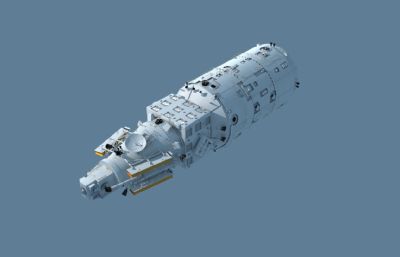 问天号实验舱(带抛物面天线升起和太阳板展开动画)+长征5B火箭3D模型,MAX,FBX格式