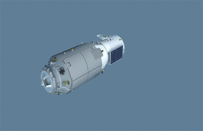 天舟货运飞船二号(带天线,太阳能板展开动画)，长征7号运载火箭3D模型