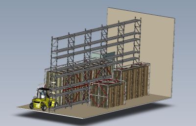 钢结构立体仓库STP格式图纸模型