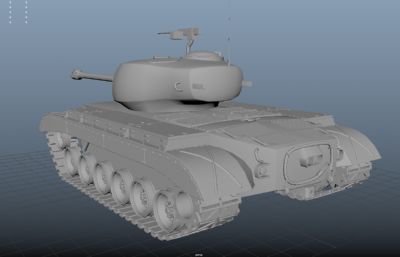 PBR二战美军M26潘兴坦克模型,有spp,mb,fbx,obj多种文件(网盘下载)