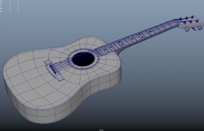古典木质吉他,民谣guitar maya模型