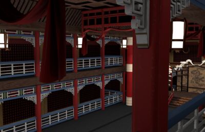 皇宫内部,奢华宫殿室内场景maya模型