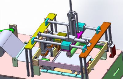 半自动产品贴膜机3D数模图纸