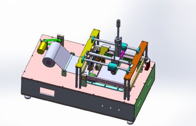 半自动产品贴膜机3D数模图纸