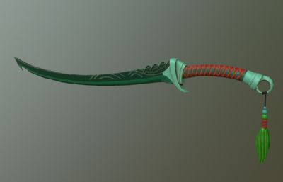 PBR次世代武士刀,弯刀3D模型,贴图全