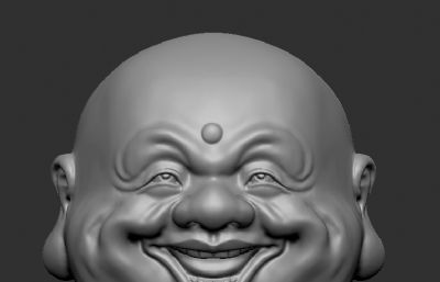 zbrush弥勒佛,笑脸佛,佛头雕塑3D模型,3D打印