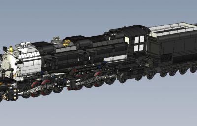 蒸汽机车,蒸汽式火车拼装玩具模型,STP格式