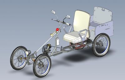 四轮脚踏车,创意自行车3D数模