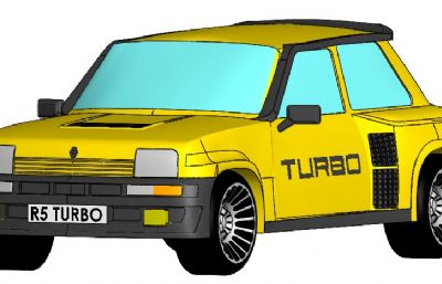 雷诺R5 Turbo复刻版轿车汽车STEP格式模型