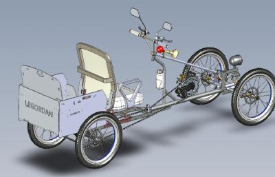 四轮脚踏车,创意自行车3D数模
