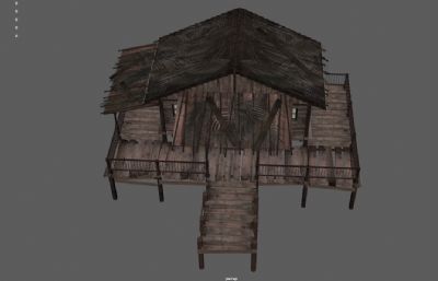 河小木屋,木板房,森林木屋3d maya模型