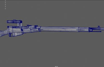 老式毛瑟狙击步枪,98k,二战德国步枪3d maya模型