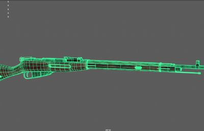 苏联莫辛纳甘步枪,二战狙击步枪道具3D maya模型