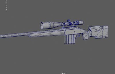 狙击步枪,大狙游戏道具3D模型,maya模型