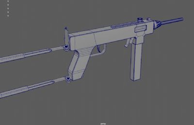 麦德森Madsen M-50 冲锋枪,老式机枪游戏道具3dmaya模型