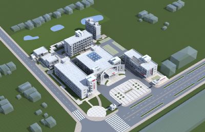 镇中心卫生院,医院住院部,门诊部3D模型