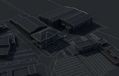 生态有机肥公司厂房,办公楼,附属楼整体场景3D模型