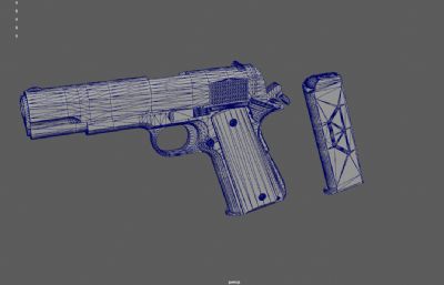 科尔特手枪,老式手枪道具3d maya模型,塌陷文件