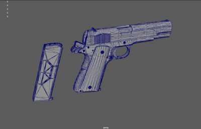 科尔特手枪,老式手枪道具3d maya模型,塌陷文件