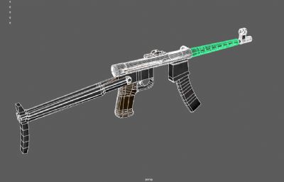 二战司登冲锋枪,施迈瑟冲锋枪3D maya模型道具