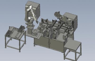 自动化顶升剥料贴膜组装机3D数模