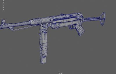 MP40冲锋枪,施迈瑟冲锋枪,二战德国枪游戏道具3d maya模型