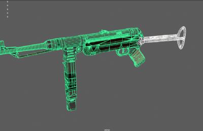 MP40冲锋枪,施迈瑟冲锋枪,二战德国枪游戏道具3d maya模型