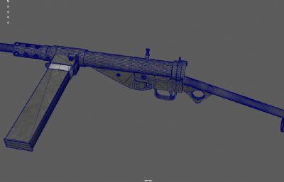 斯登MK2冲锋枪,歪把子道具3d maya模型