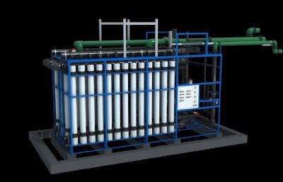 超滤系统-污水处理厂, 污水处理设备3D模型