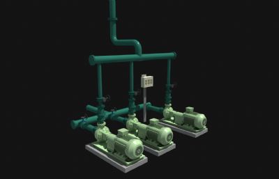 污水处理厂增压泵3D模型