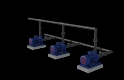 潜污泵,污水处理厂环保设备3D模型