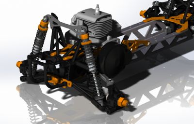 Baja 5B四驱遥控竞速车车模底盘精细结构3D图纸(网盘下载）