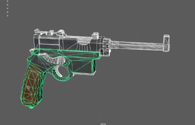 C96驳壳枪,盒子炮,毛瑟手枪3d maya模型