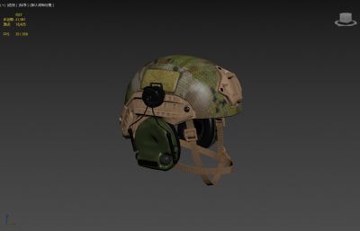 直升机飞行员头盔3D模型
