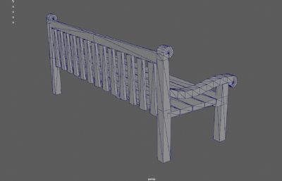 公园长椅,长板凳3D maya模型