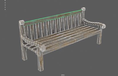 公园长椅,长板凳3D maya模型
