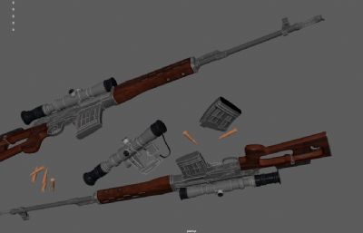 德拉贡诺夫狙击步枪,前苏联SVD狙击步枪3D MAYA模型