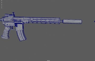 卡宾枪,M4A1涂装步枪,游戏武器道具3d maya模型