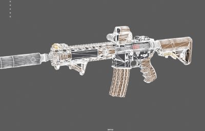 mk18突击步枪,游戏道具枪3d maya模型