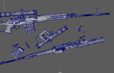 德拉贡诺夫狙击步枪,前苏联SVD狙击步枪3D MAYA模型