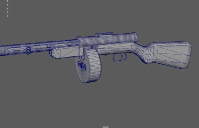 汤姆逊冲锋枪3d maya模型