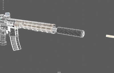 卡宾枪,M4A1涂装步枪,游戏武器道具3d maya模型