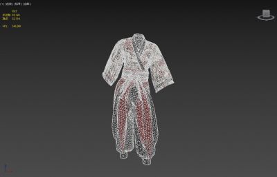 日本和服羽织,服装3D模型,已塌陷