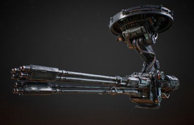 可挂载守卫炮塔,科幻武器3D模型