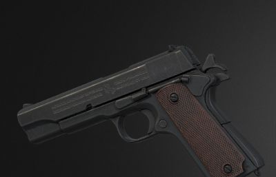 柯尔特M1911半自动手枪3D塌陷文件