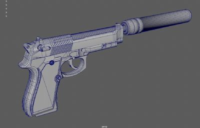 伯莱塔M9半自动手枪游戏道具3dmaya模型