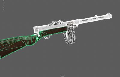 波波沙冲锋枪,PPSh41冲锋枪3d maya模型