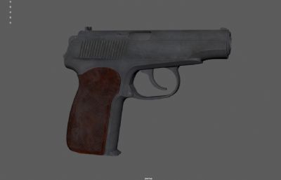 makarov马卡洛夫手枪,苏联PM手枪道具3dmaya模型
