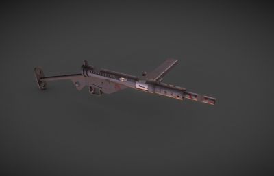 斯登MK2冲锋枪,二战武器,自动步枪3DMAYA模型
