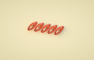 红辣椒圈,辣子,小米椒C4D模型
